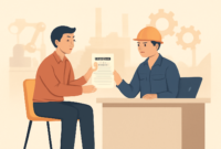 Gambar ilustrasi melamar pekerjaan di pabrik