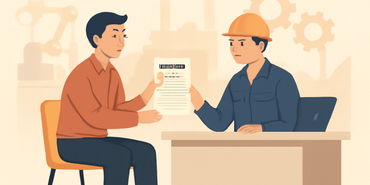 Gambar ilustrasi melamar pekerjaan di pabrik